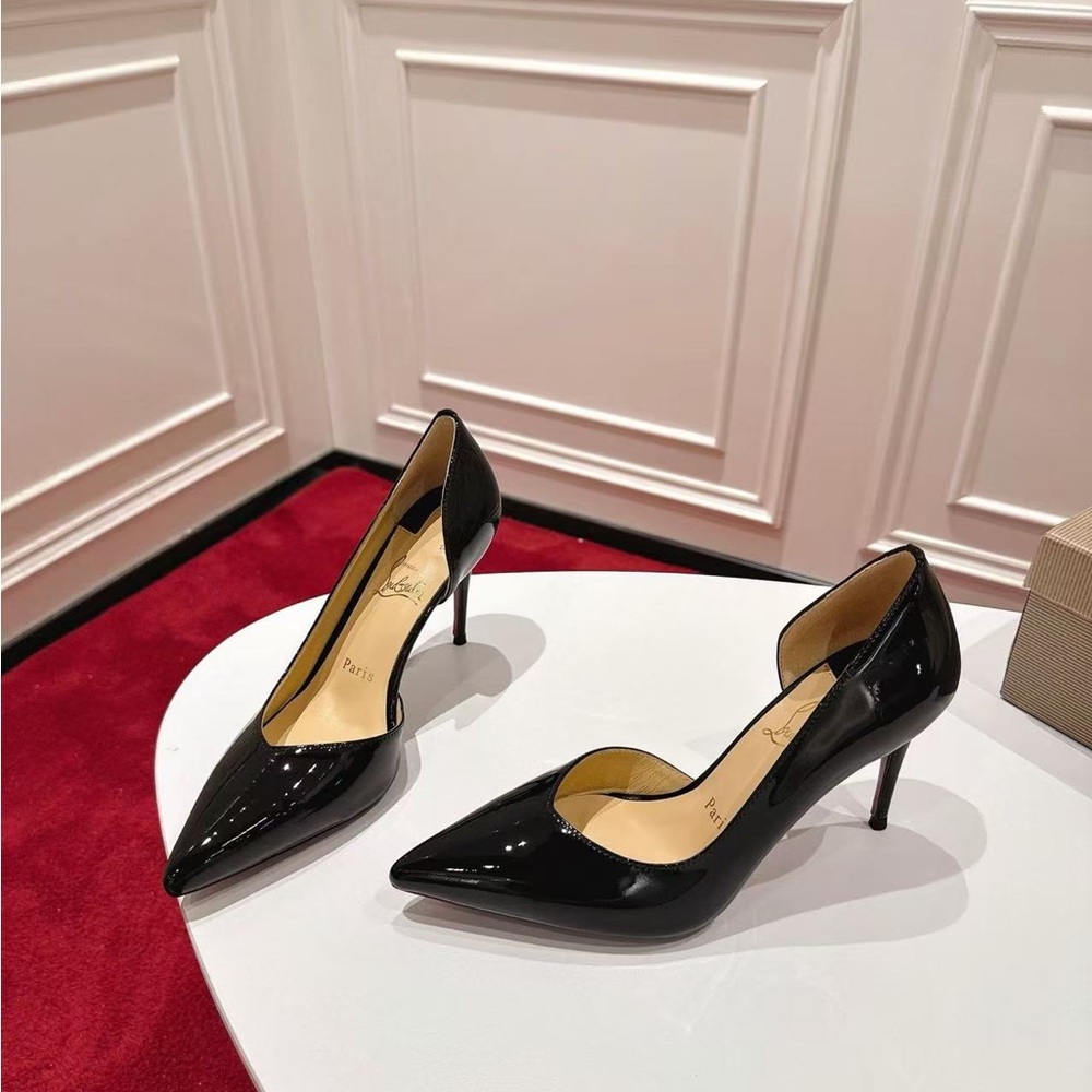 Christian Louboutin Black Patent D'Orsay Stiletto Pumps